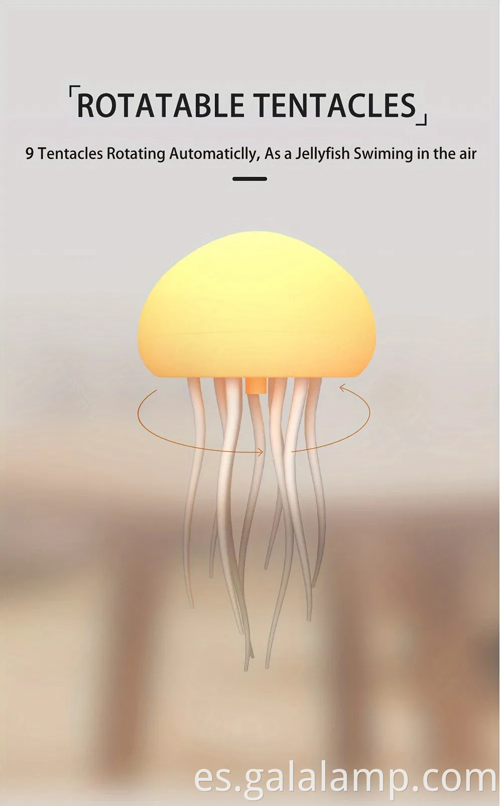 Lámpara moderna de mesa de medusas con luz LED de cambio de color ajustable